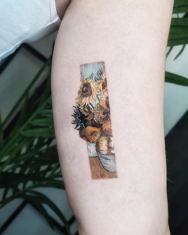 Sunflower Van Gogh tattoo by @john_boy_tattoo