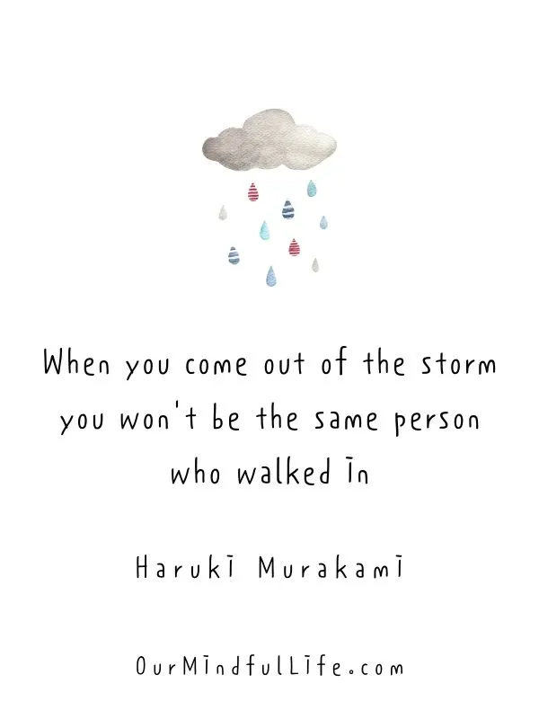 When you come out of the storm, you won't be the same person who walked in