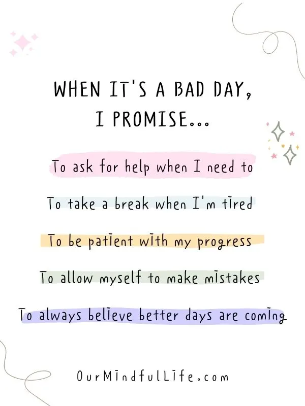 Promise to yourself on bad days 