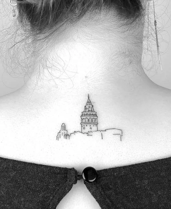 Architecture nape tattoo for travelers by @cagridurmaz