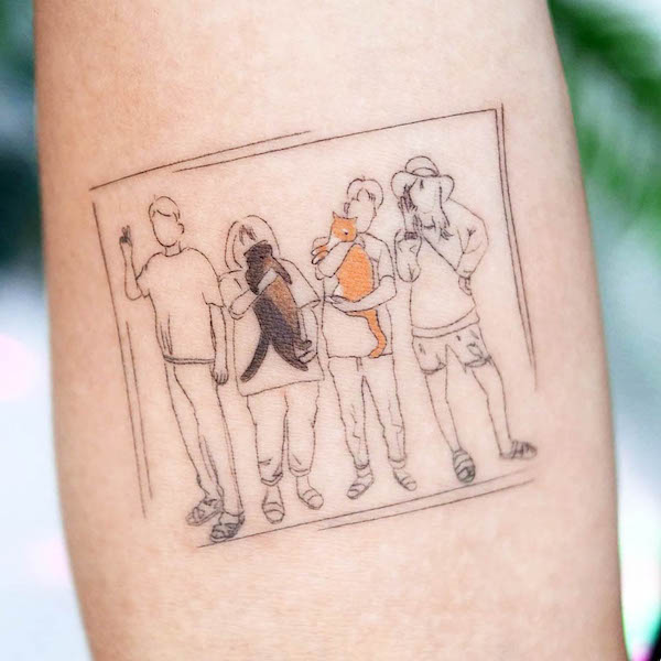 Family portrait illustration tattoo by @tattooist_namoo