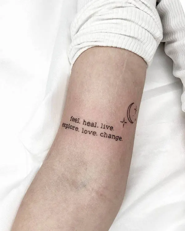 Feel heal live one word tattoo by @senart.ink