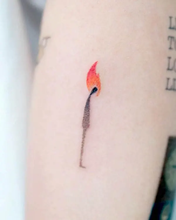 Small lonely match man by @keenetattoo