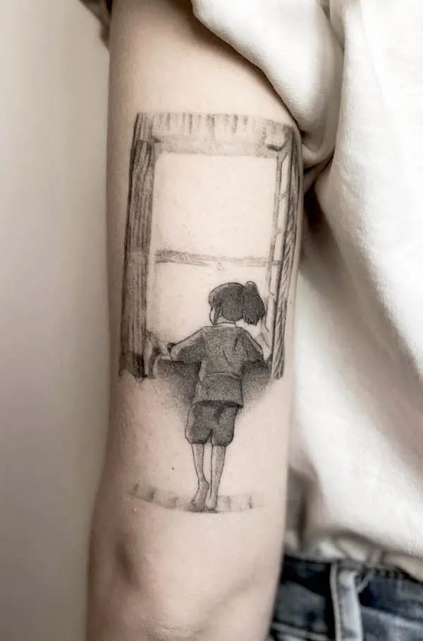 Spirited Away and Salvador Dali tattoo by @13thedoc