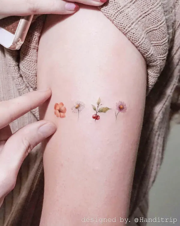 Birth flowers tattoo by @handitrip