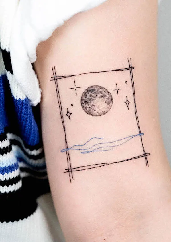 Moon over the sea by @olive_forestink