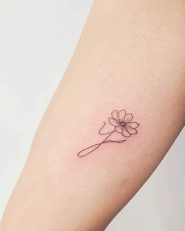 Simple Y floral initial tattoo by @wildflowers.tattoo