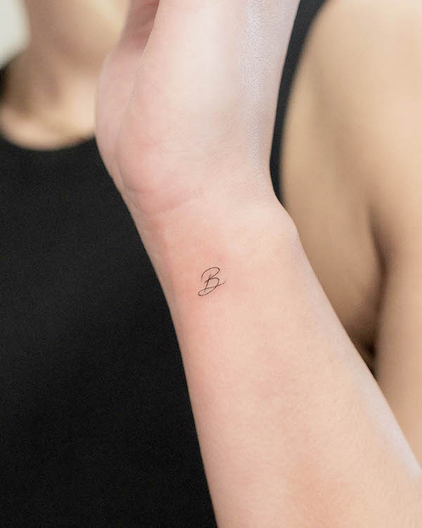 cursive b tattoo