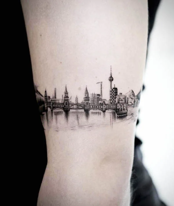 Berlin landscape armband tattoo by @besign.ttt