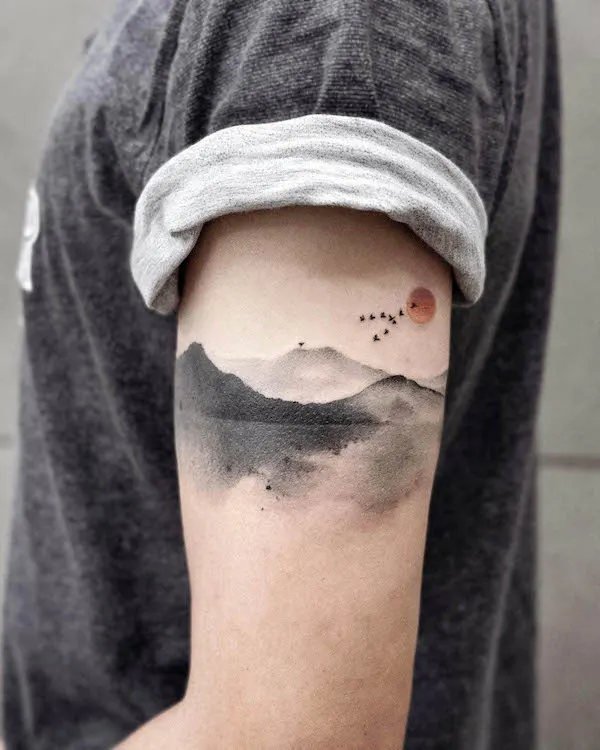 60+ Mountain Landscape Tattoos For Guys (2023) Scenic Designs