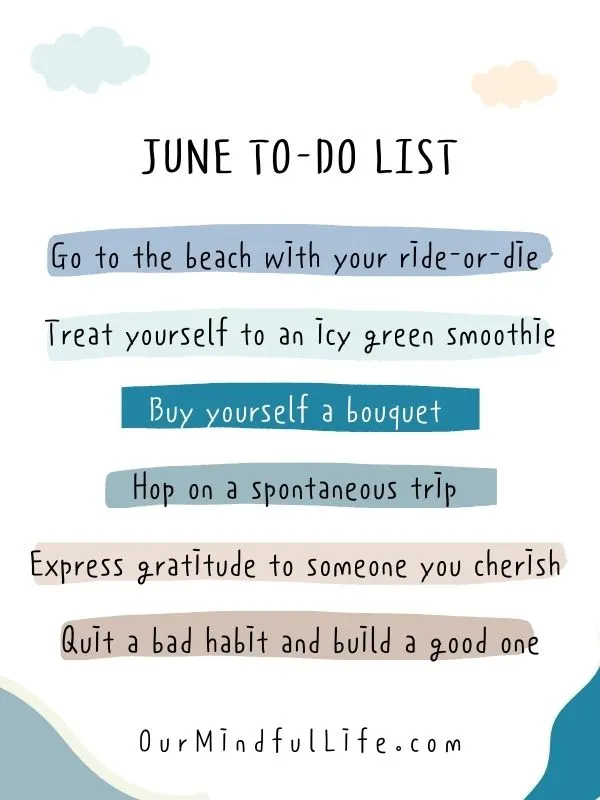 June To-do List - June quotes and sayings