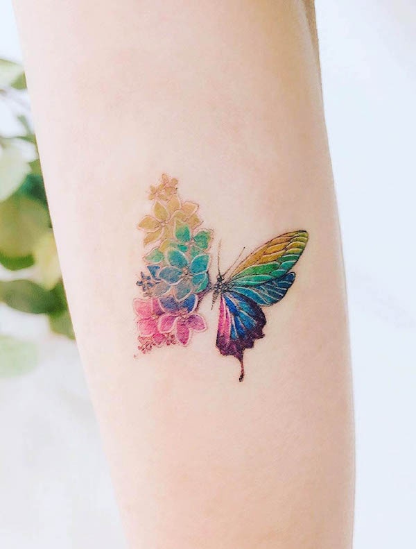 Rainbow butterfly by @tattooist_j.l_mini