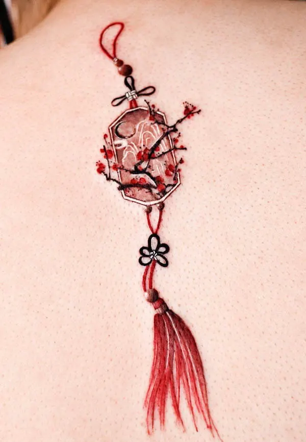 Oriental floral amulet by @yeobaeg_tattoo