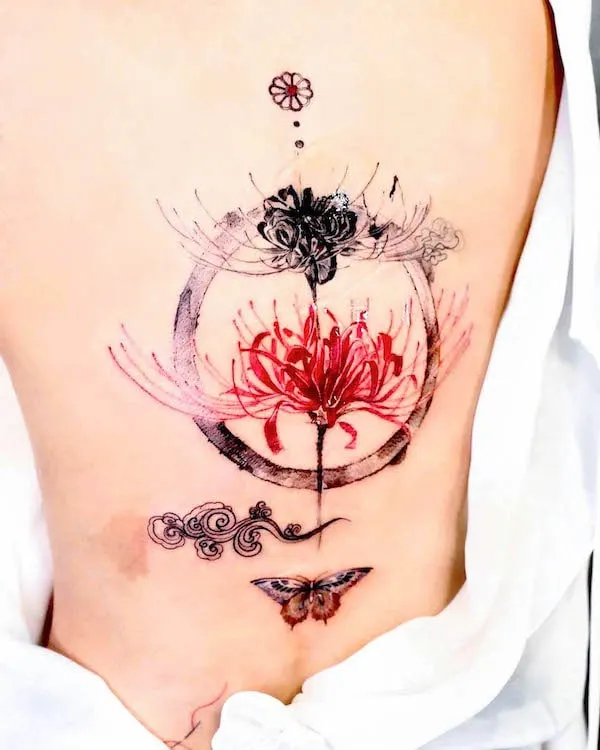 Red spider lily by @seolheetattoo