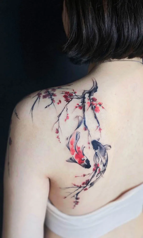 Koi back tattoo by @nika_s_tattoo
