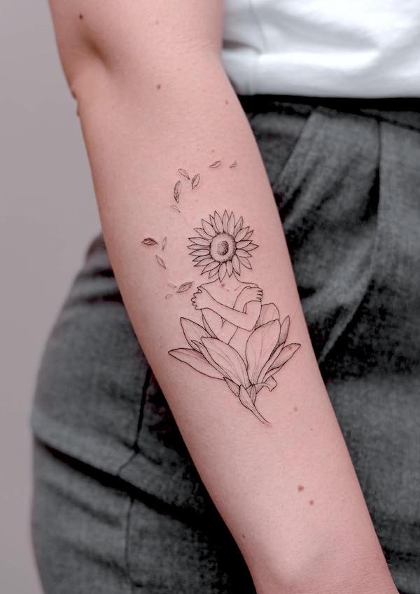 Meaningful self-love tattoo on the forearm by @davide_dot