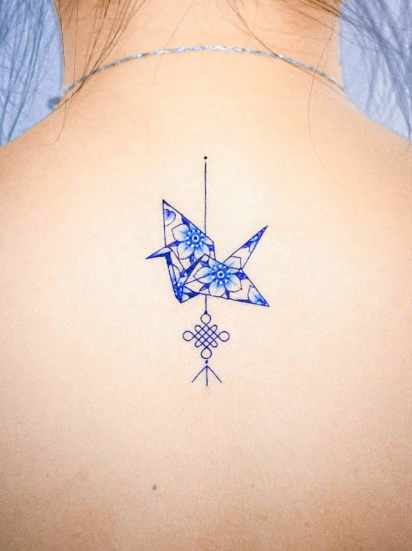 Paper crane tattoo by @e.nal_.tattoo