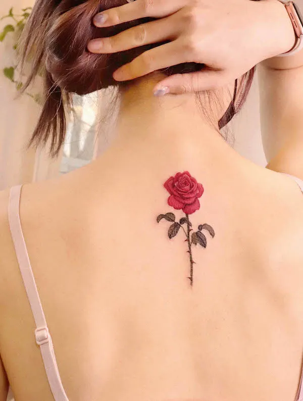 Rose back tattoo by @peria_tattoo