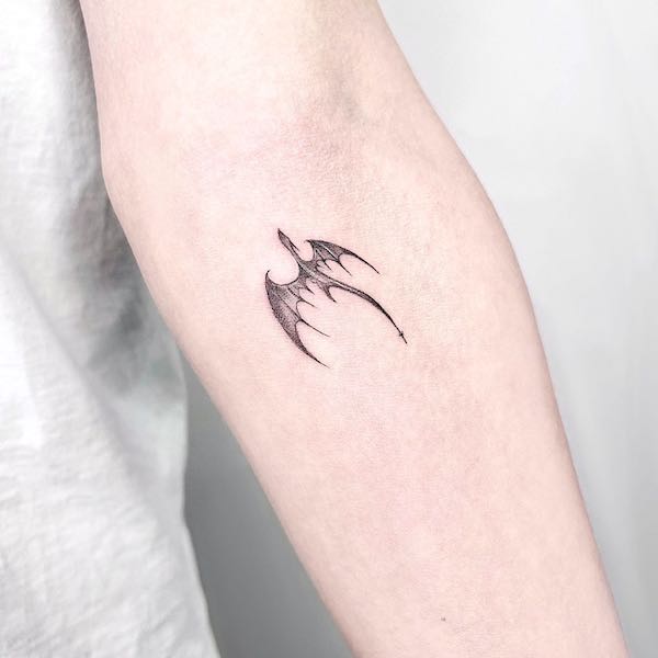 Tiny dragon inner arm tattoo by @yura_tatt