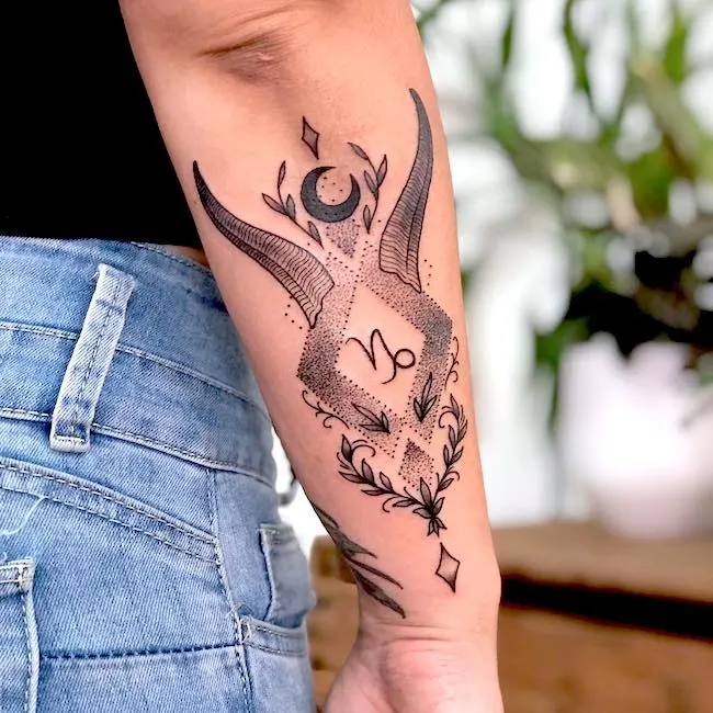 A Capricorn arm tattoo by @jessklyn