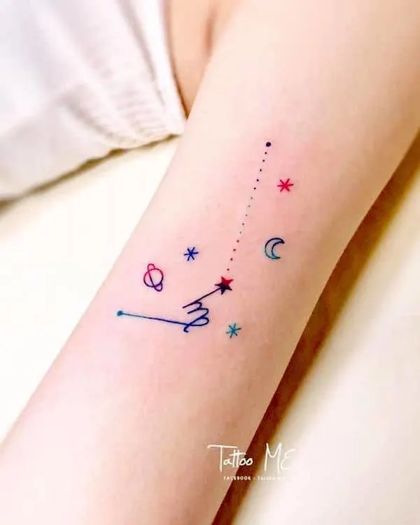 A colorful stars tattoo for Virgo girls @deardeeri