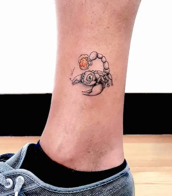 A cute Scorpio ankle tattoo by @by_vas