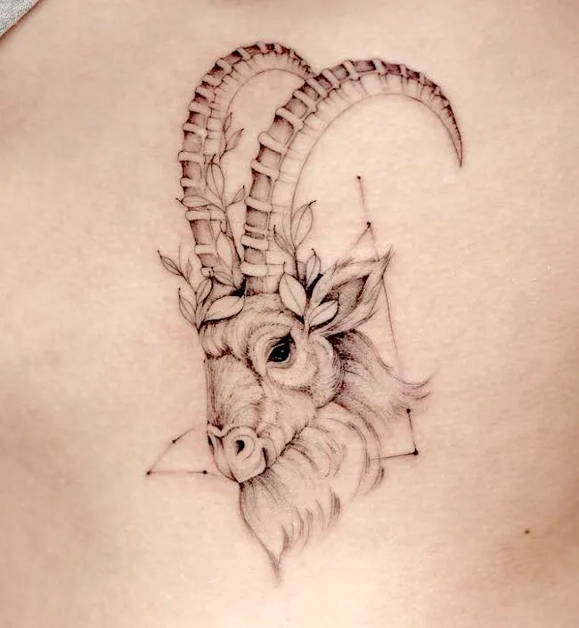 Venetian Tattoo Gathering : Tattoos : Body Part Chest Tattoos for Men :  Capricorn