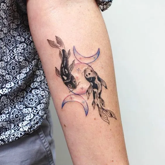 A sophisticated lunar zodiac tattoo on the arm by @zoe.tattoos