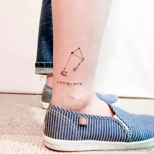 An adorable minimalist ankle tattoo by @handitrip