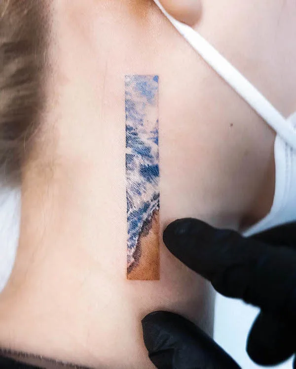 Beach landscape tattoo by @indigo.yh