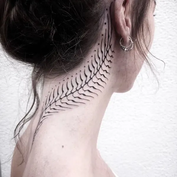 Black stunning leaves tattoo by @panacheaaa