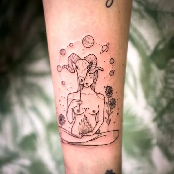 Cosmic Aries goddess by @lstattoo