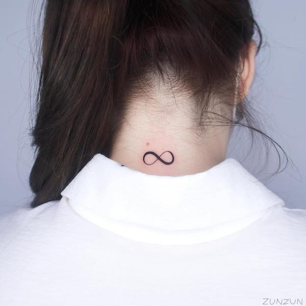 Infinity symbol on the back of neck tattoo by @zunzun_tt