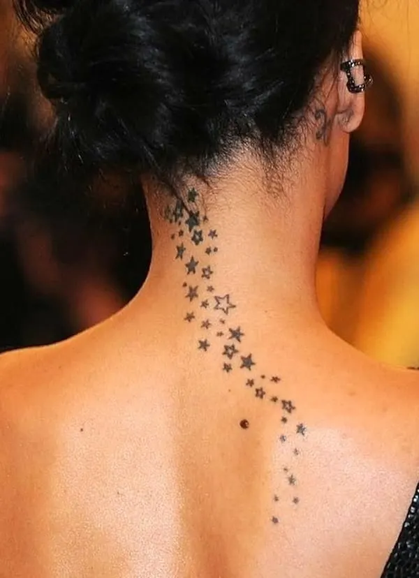 Rihanna stars back of the neck tattoo