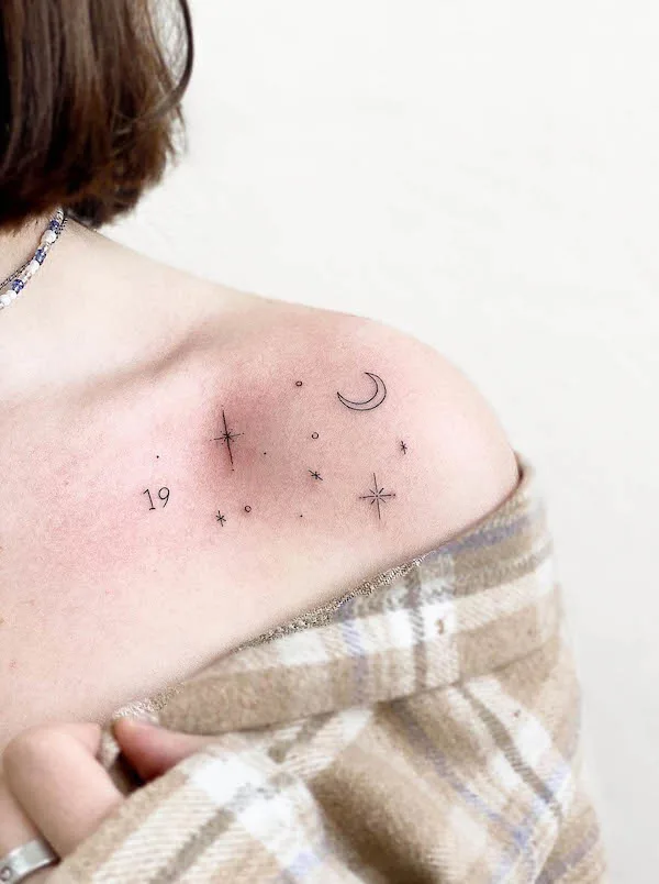 Stars tattoo on the collarbone by @_thinkdifferent