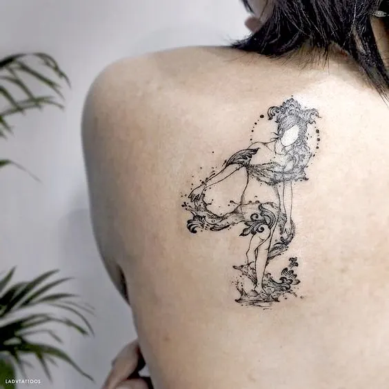 The water goddess shoulder tattoo by @ladvtattoos