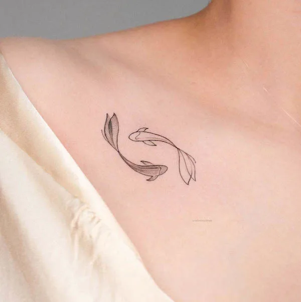 Tiny Pisces fish tattoo by @small.minitattoo