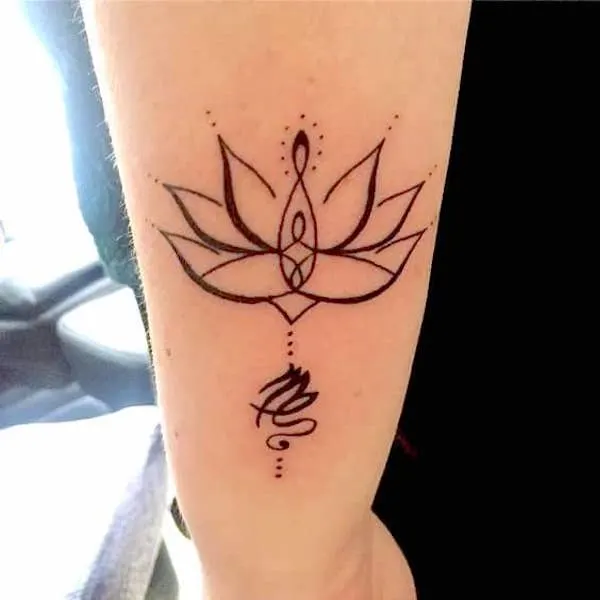 Virgo lotus flower tattoo by @diana_oldskooltattooing