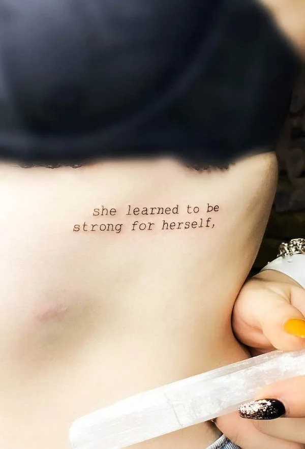 Be strong_meaningful quote tattoo by @colette.ink_