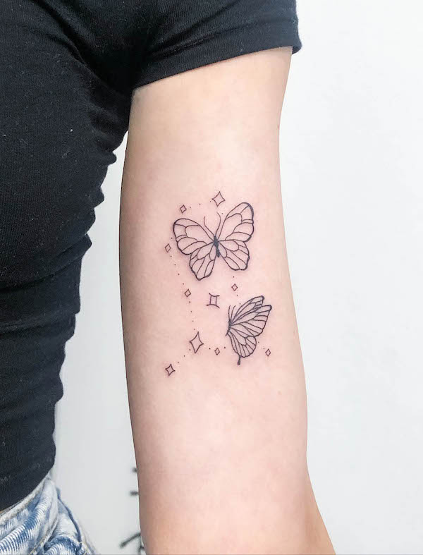 Butterfly tattoo for Gemini by @amylowdontattoo