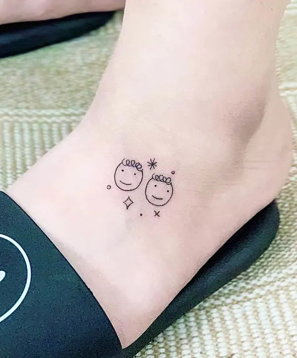 Cute emoji tattoo for Gemini by @mcqueen_mode