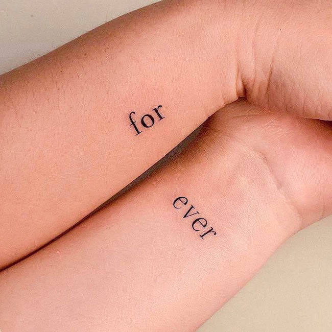 Forever matching wrist tattoos for best friends by @small.tattoos