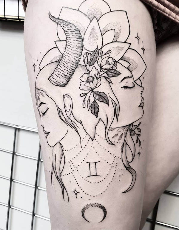 Gemini goddess tattoo by @emjaytattoo