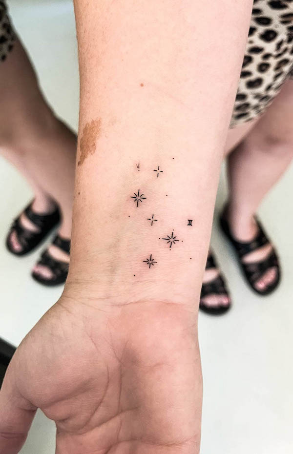 Simple stars tattoo for Gemini by @radtatclub