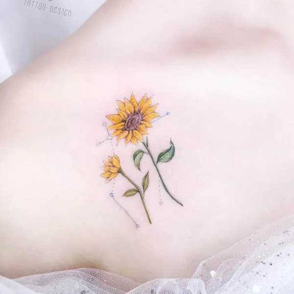 Sunflower Gemini tattoo by @bel_tattoo