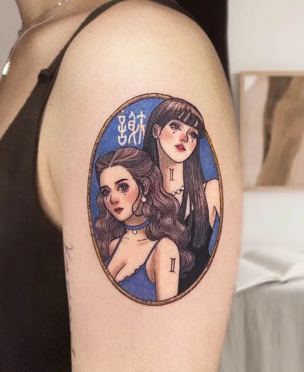The Gemini twins tattoo by @huamary