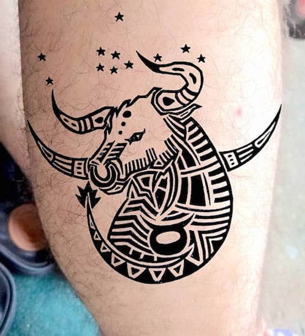 Tribal bull tattoo by @valbertosales