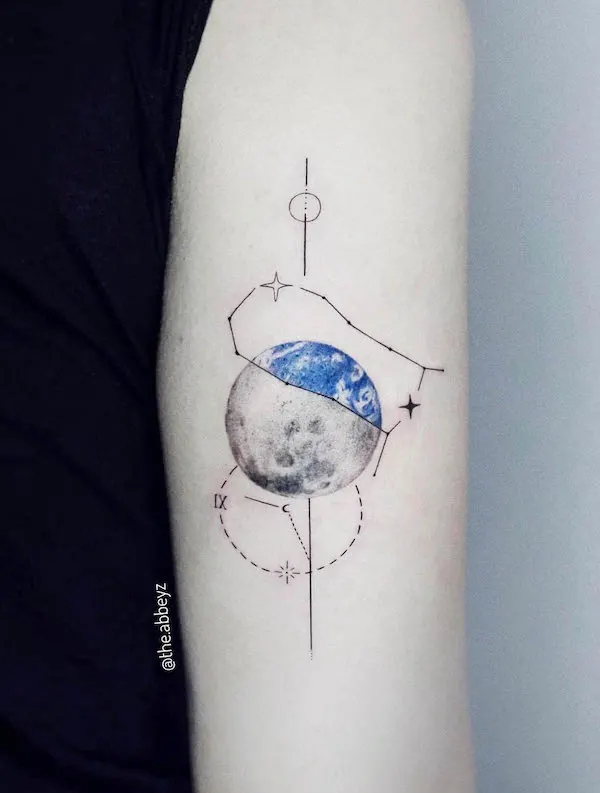 Two sides of the earth tattoo by @the.abbeyz