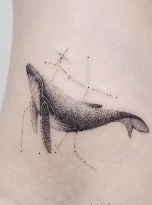 Whale and Gemini constellation tattoo by @tattoowithme