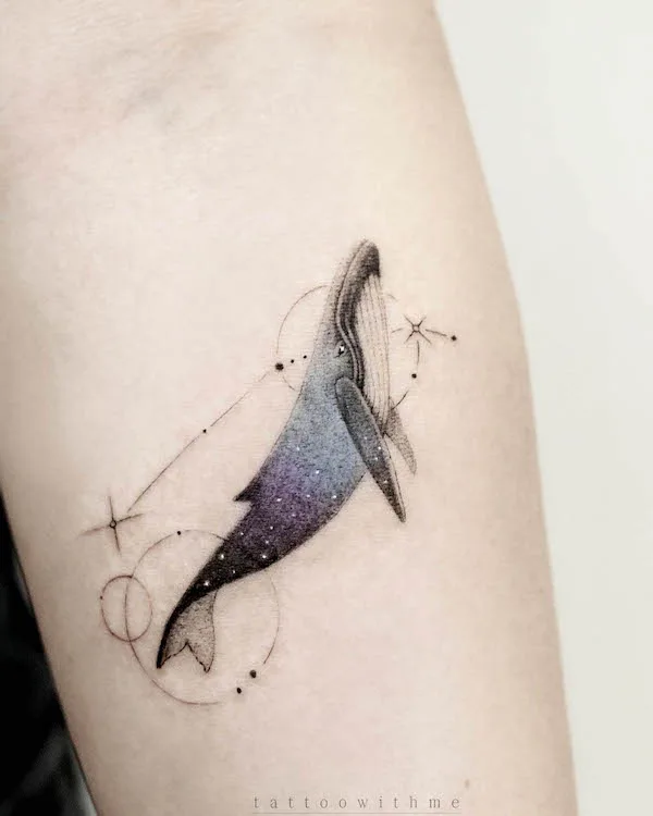 Whale with Aries constellation by @tattoowithme